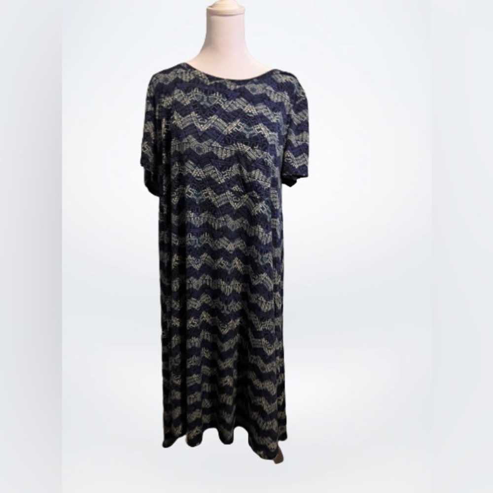 LuLaRoe Blue Casual Print Dress size L